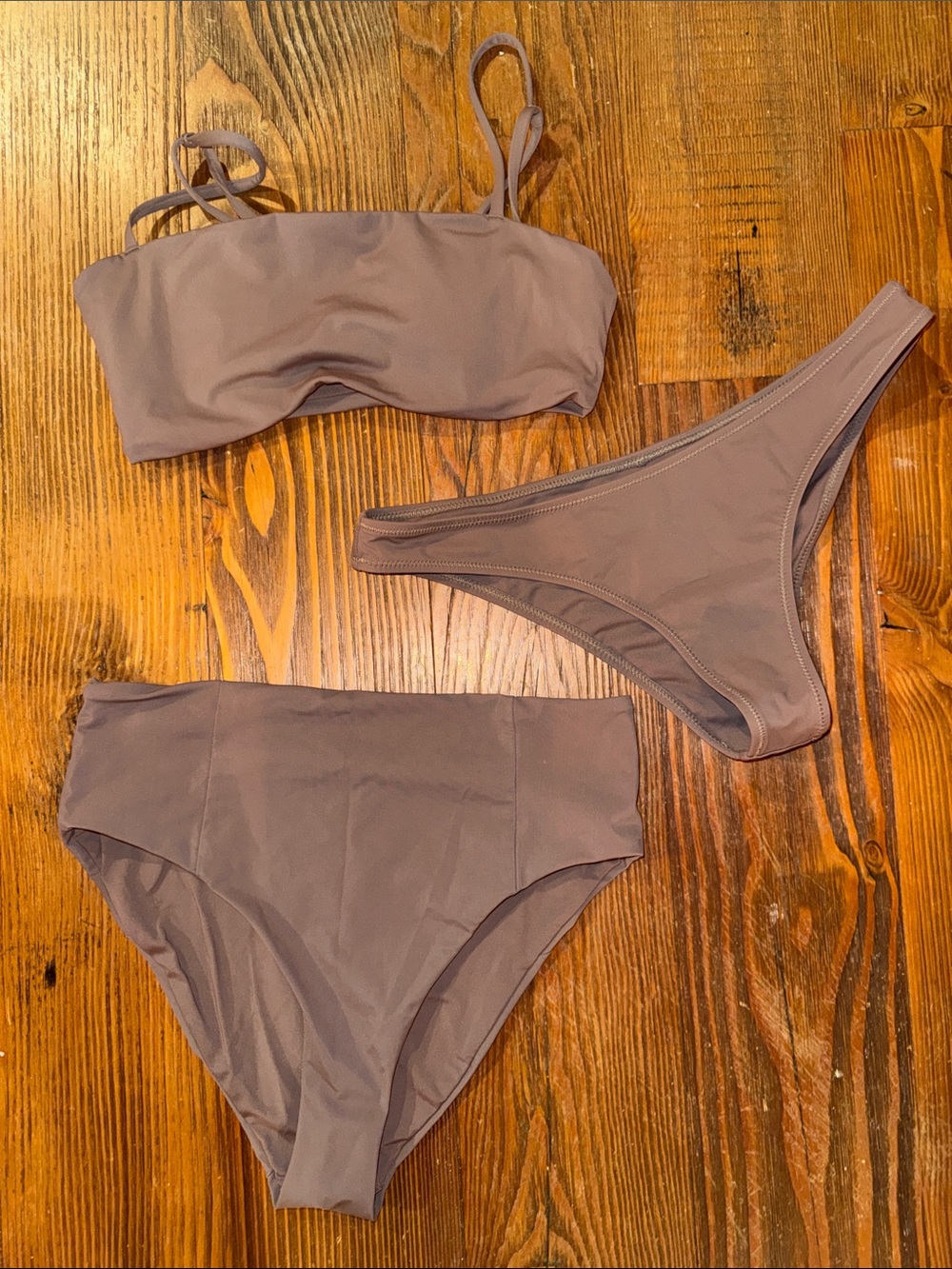 Vuori chocolate brown dune swim set two bottoms one top